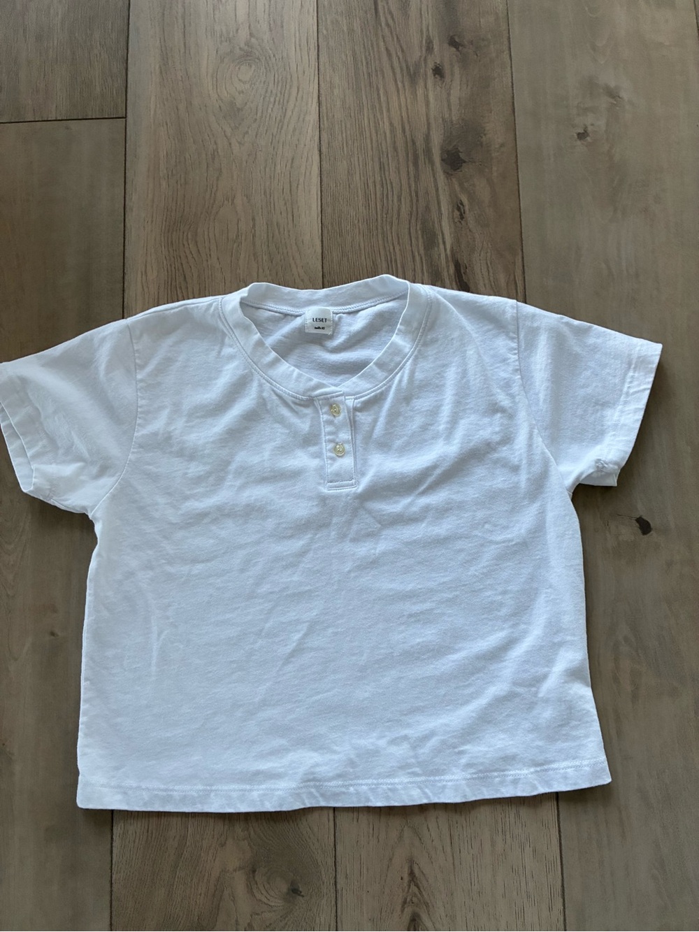 Women’s  White Henley Short-Sleeve Top